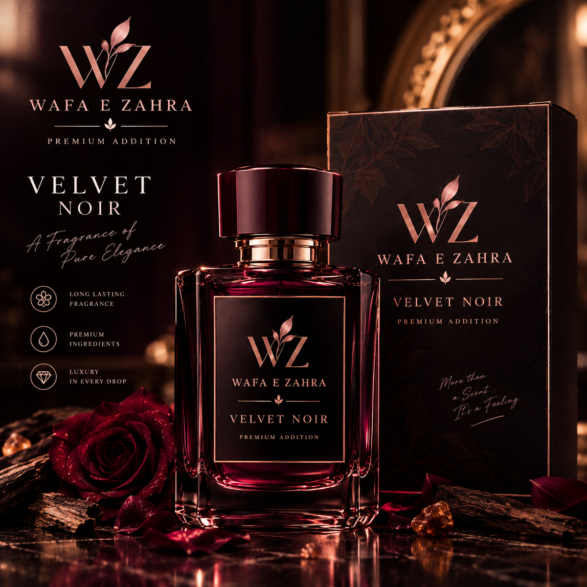 WAFA E ZAHRA Velvet Noir Premium Luxury Perfume – Elegant Signature Fragrance