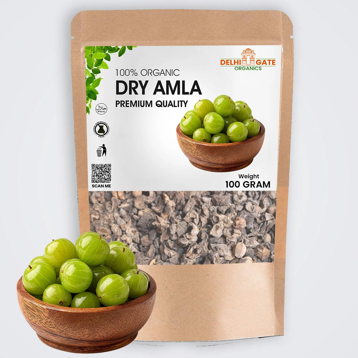 Amla 100g | Dry Amla Sabat + Amla Powder | Hair Growth, Hair Fall Control, Immunity & Skin Brightening | 20x Vitamin C | 100% Organic | Chemical Free | Delhi Gate Organics